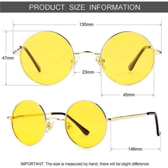 2 Pack Unisex Polarized Small Round Sunglasses Hippie Circle - Picture 4 of 4